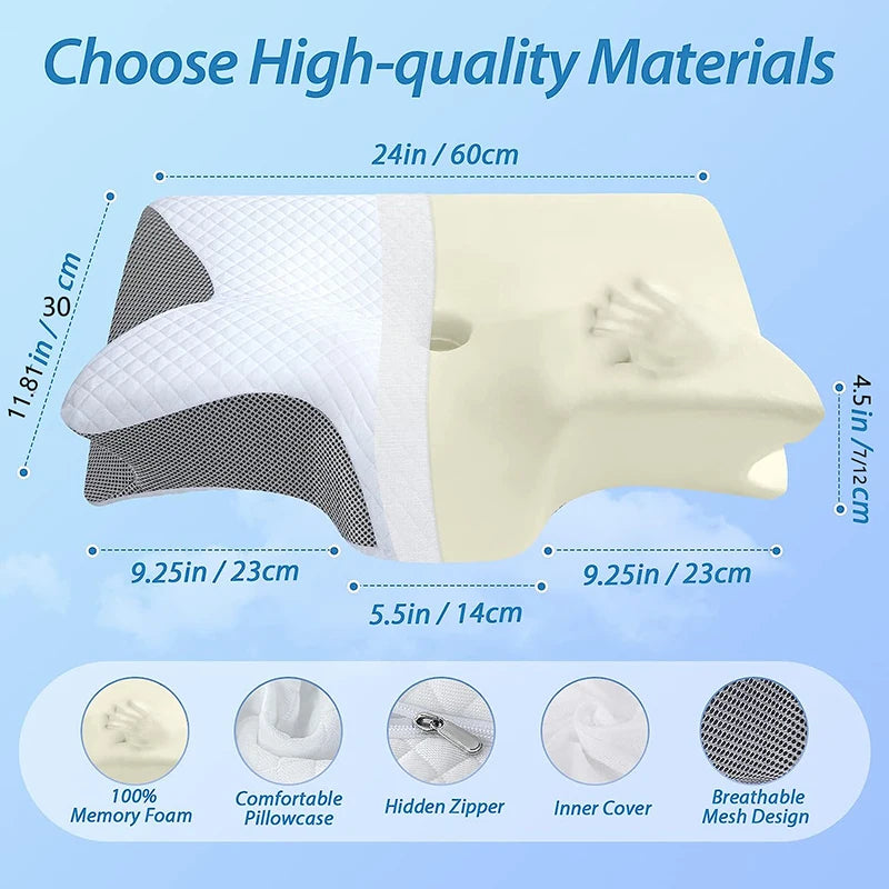 Memory Foam Cervical Pillow, 2 in 1 Ergonomic Contour Orthopedic Pillow