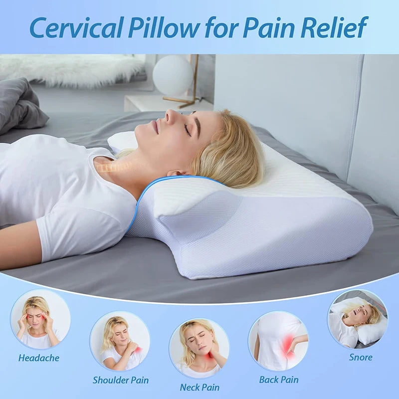 Memory Foam Cervical Pillow, 2 in 1 Ergonomic Contour Orthopedic Pillow